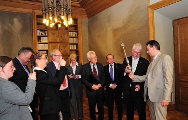 Heseno (Vokietija) žemės Ministro Pirmininko pavaduotojas ponas Jörg-Uwe Hahn su delegacija apsilankė ir Vilniaus universitete. V. Naujiko nuotr.