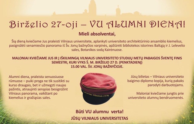 Kvietimas į VU alumni dieną 2014 m.