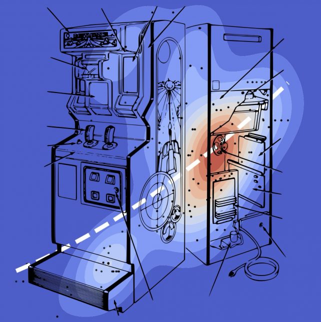 Arkadinių žaidimų automatas arkadinių žaidimų morfoerdvės fone